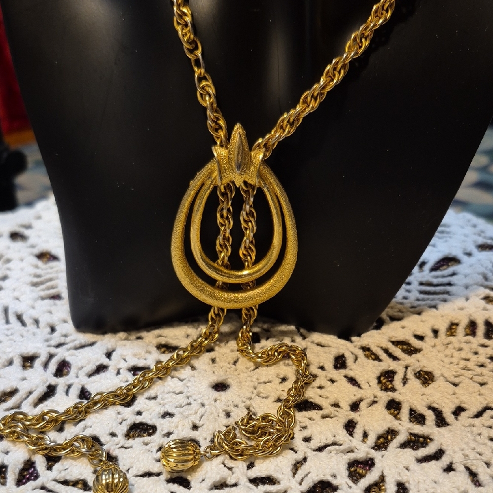 Vintage Gold Tone Bolo Style Adjustable Necklace